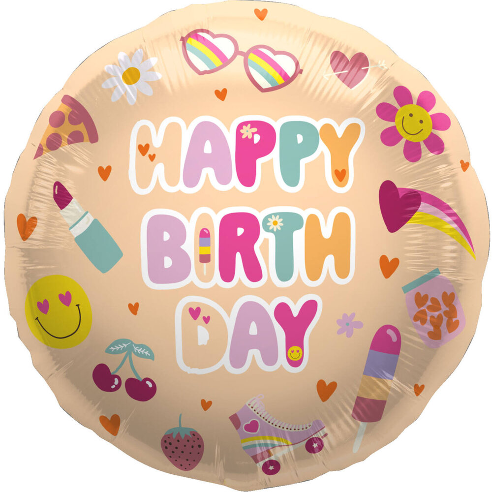 Folat Ballon en aluminium Boho Girlz « Joyeux anniversaire » 45 cm | à l’unité