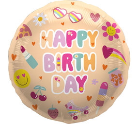 Folat Boho Girlz Happy Birthday Folienballon 45 cm | pro Stück
