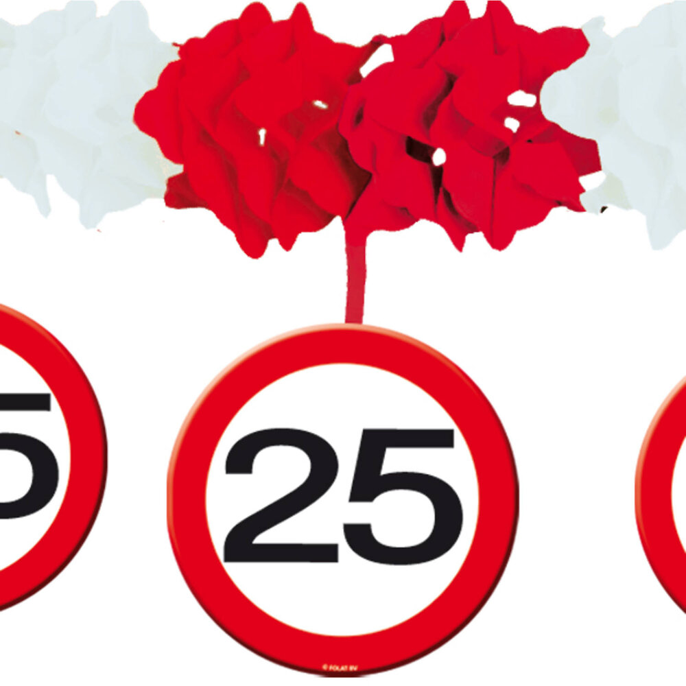 Folat 25 Jahre Verkehrsschild-Girlande mit Anhängern, 4 Meter | pro Stück