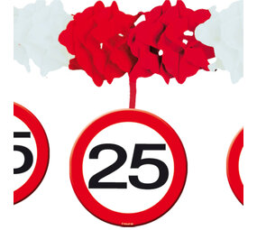 Folat Guirlande de panneaux de signalisation « 25 ans » avec pendentifs, 4 mètres | à l'unité