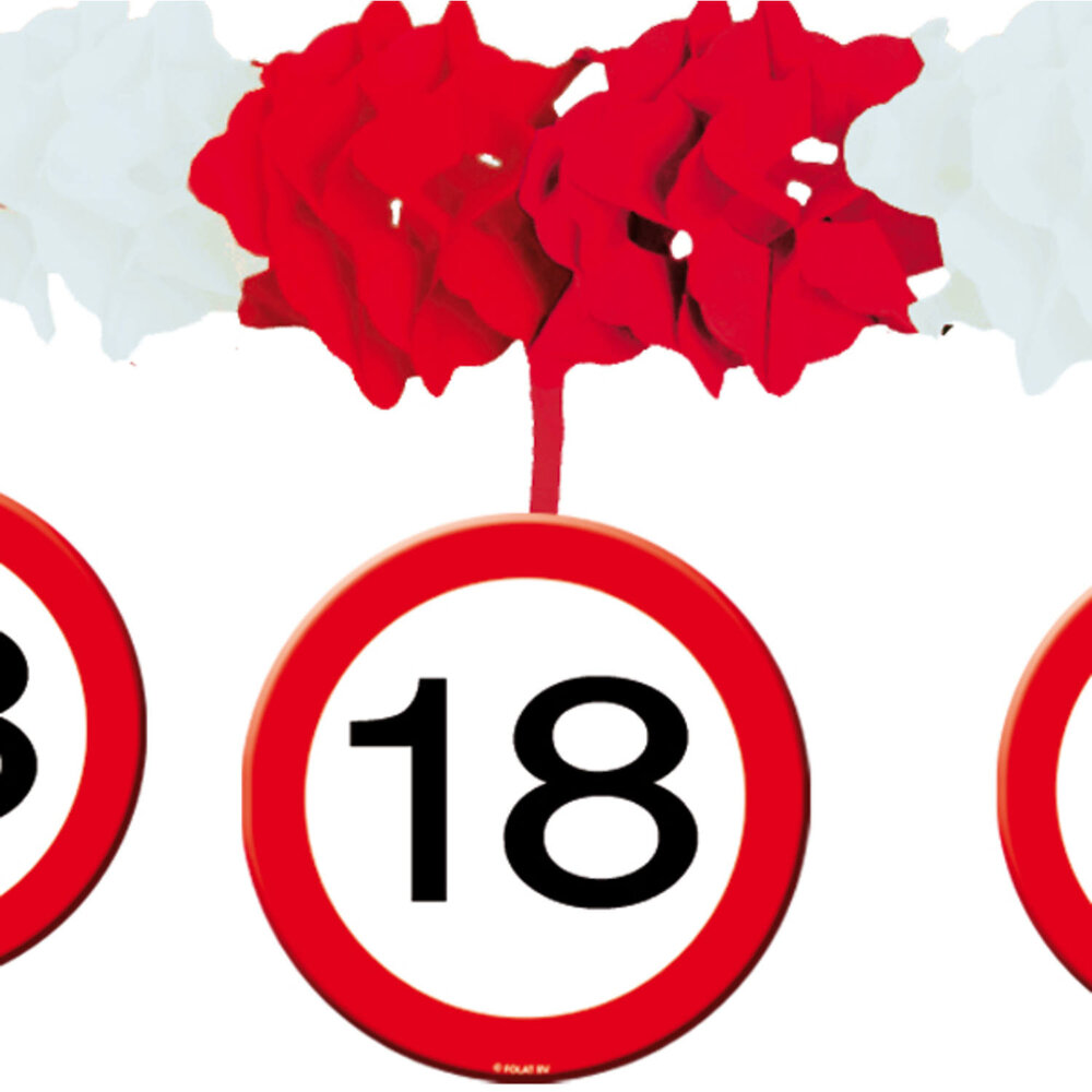 Folat Slinger 18 jaar Verkeersbord met Onderhangers 4mtr | per stuk