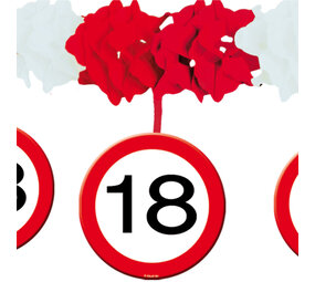 Folat Guirlande de panneaux de signalisation « 18 ans et plus » avec décorations, 4 mètres | à l'unité