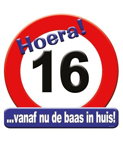 Paper Dreams Deurbord 16 jaar Verkeersbord 50cm | per stuk Paper Dreams Deurbord 16 jaar Verkeersbord 50cm | per stuk