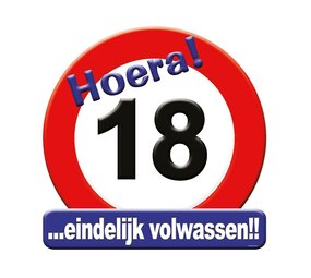 Paper Dreams Deurbord 18 jaar Verkeersbord 50cm | per stuk Paper Dreams Deurbord 18 jaar Verkeersbord 50cm | per stuk