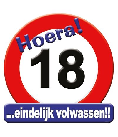 Paper Dreams Deurbord 18 jaar Verkeersbord 50cm | per stuk Paper Dreams Deurbord 18 jaar Verkeersbord 50cm | per stuk