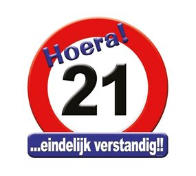Paper Dreams Deurbord 21 jaar Verkeersbord 50cm | per stuk
