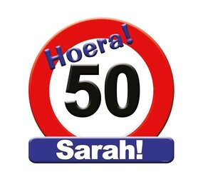 Paper Dreams Deurbord 50 jaar Sarah Verkeersbord 50cm | per stuk Paper Dreams Deurbord 50 jaar Sarah Verkeersbord 50cm | per stuk