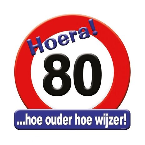 Paper Dreams Deurbord 80 jaar Verkeersbord 50cm | per stuk