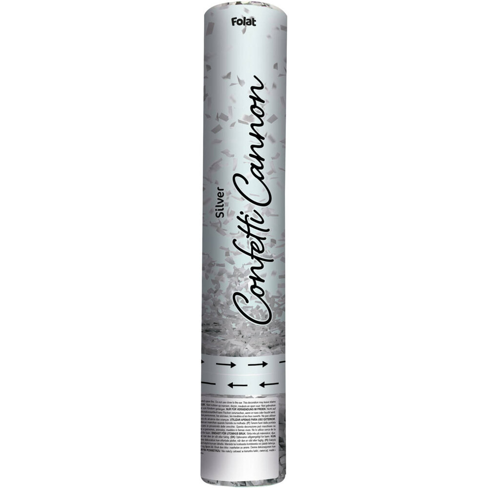 Folat Confetti Cannon Silver 28cm | per piece