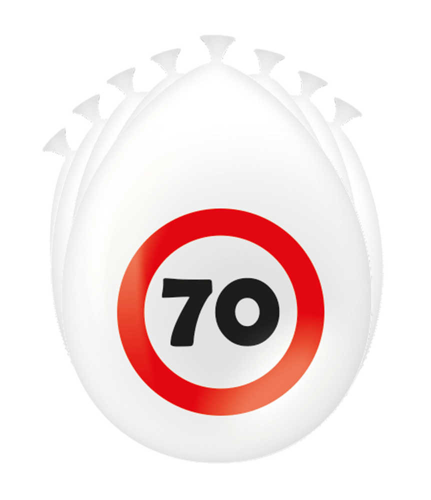 Paper Dreams Ballons pour 70e anniversaire, motif panneau de signalisation, 30 cm | 8 pièces
