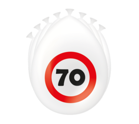 Paper Dreams Ballons pour 70e anniversaire, motif panneau de signalisation, 30 cm | 8 pièces
