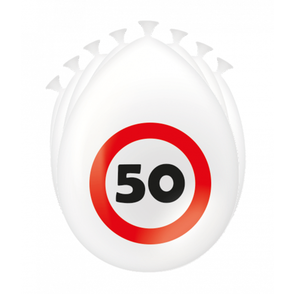 Paper Dreams Ballons pour 50e anniversaire, motif panneau de signalisation, 30 cm | 8 pièces