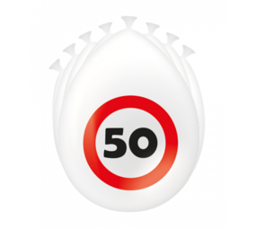 Paper Dreams 50th Birthday Balloons Traffic Sign 30cm | 8 pieces