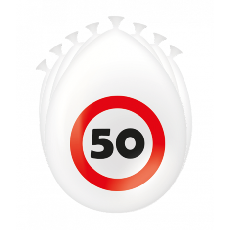 Paper Dreams 50th Birthday Balloons Traffic Sign 30cm | 8 pieces