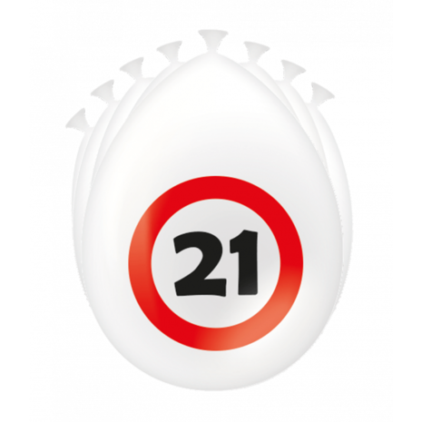 Paper Dreams 21st Birthday Balloons Traffic Sign 30cm | 8 pieces