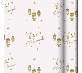 Haza - Witbaard Cadeau Papier Eid Mubarak 70x200cm | per rol Haza - Witbaard Cadeau Papier Eid Mubarak 70x200cm | per rol