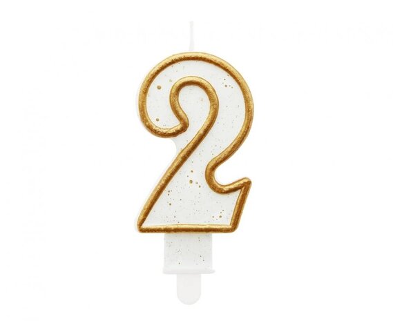 Godan Number 2 Candle with Gold Rim 9cm | per piece