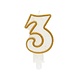Godan Number 3 Candle with Gold Rim 9cm | per piece