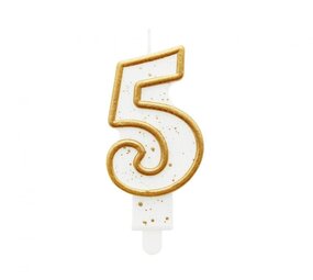 Godan Number 5 Candle with Gold Rim 9cm | per piece
