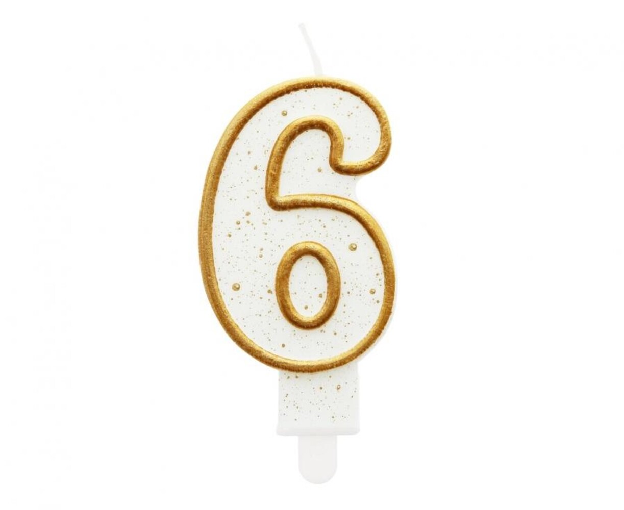 Godan Number 6 Candle with Gold Rim 9cm | per piece