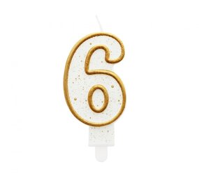 Godan Bougie numéro 6 à bordure dorée 9 cm | à l'unité