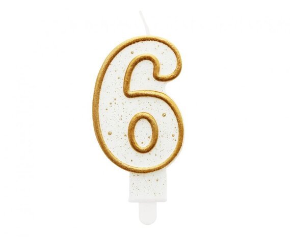 Godan Number 6 Candle with Gold Rim 9cm | per piece