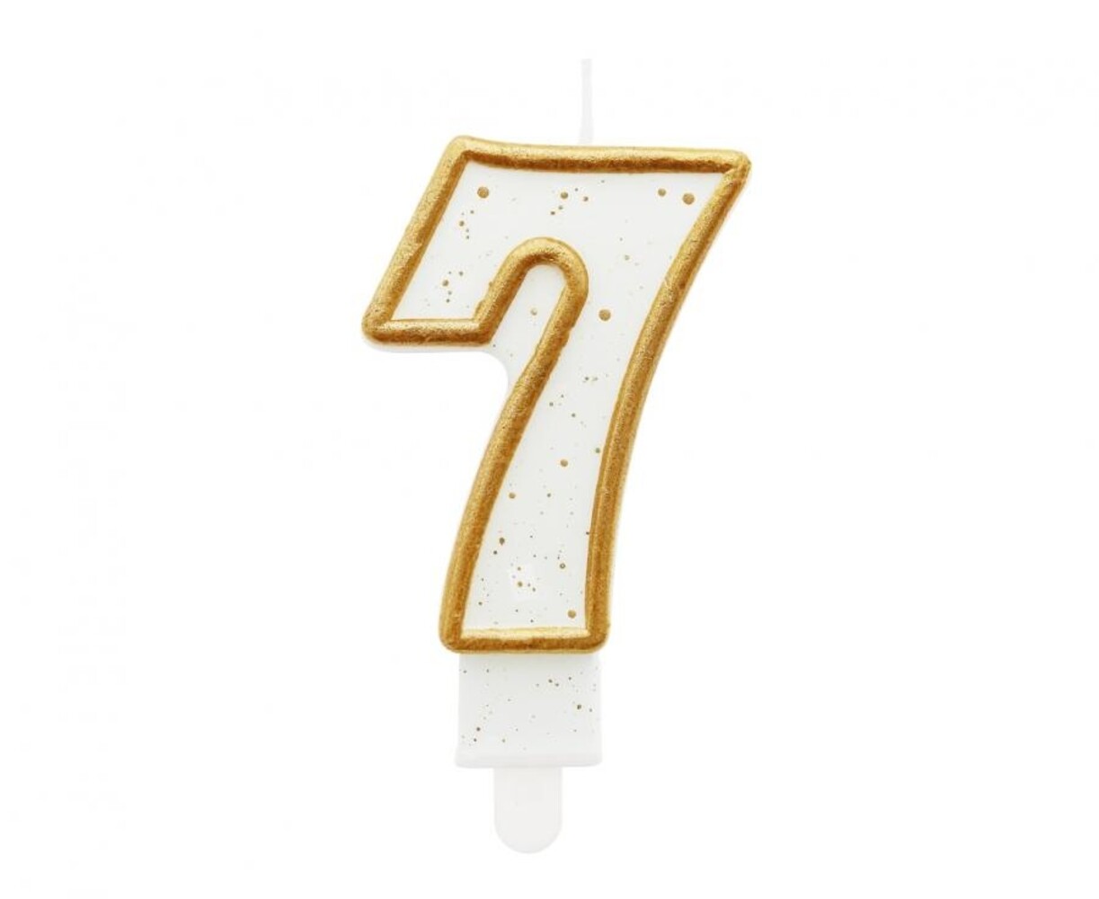 Godan Bougie numéro 7 à bordure dorée 9 cm | à l'unité