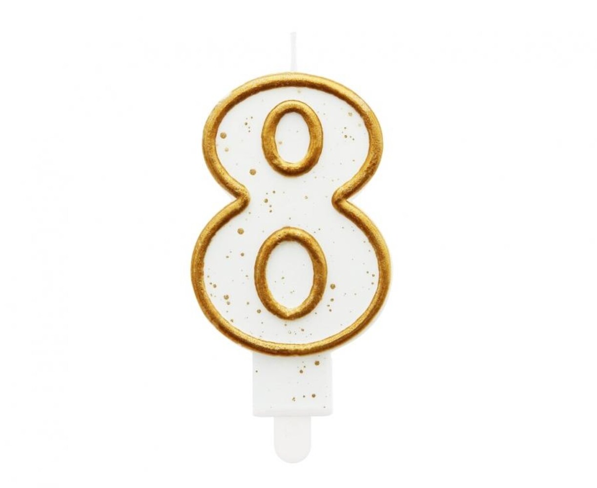 Godan Bougie numéro 8 à bordure dorée 9 cm | à l'unité