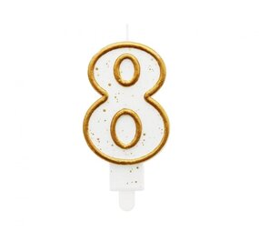 Godan Bougie numéro 8 à bordure dorée 9 cm | à l'unité