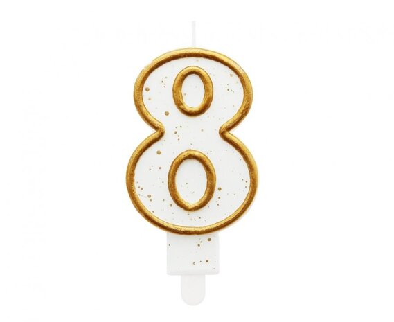 Godan Bougie numéro 8 à bordure dorée 9 cm | à l'unité