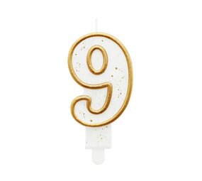 Godan Number 9 Candle with Gold Rim 9cm | per piece