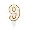 Godan Cijfer 9 Kaarsje met Gouden Rand 9cm | per stuk