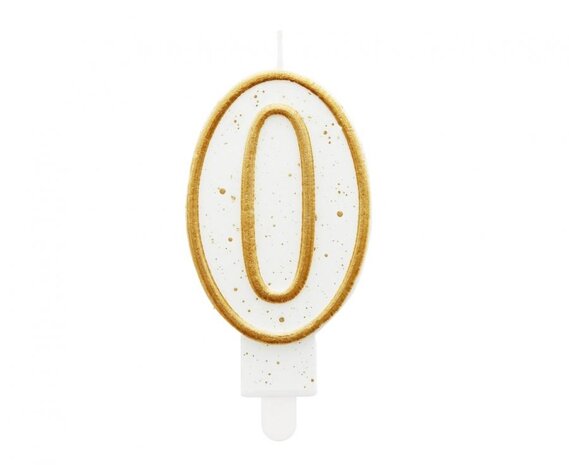 Godan Cijfer 0 Kaarsje met Gouden Rand 9cm | per stuk Godan Cijfer 0 Kaarsje met Gouden Rand 9cm | per stuk