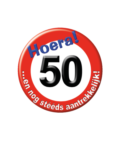 Paper Dreams Button 50 jaar Verkeersbord | per stuk