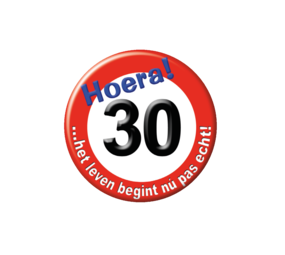 Paper Dreams Button klein 30 jaar Verkeersbord | per stuk Paper Dreams Button klein 30 jaar Verkeersbord | per stuk