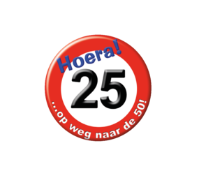 Paper Dreams Button 25 jaar Verkeersbord | per stuk