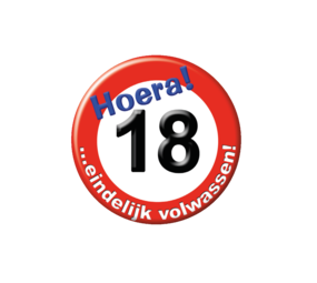 Paper Dreams Button 18 jaar Verkeersbord | per stuk