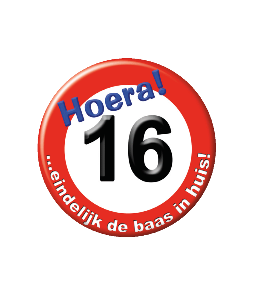 Paper Dreams Button 16 jaar Verkeersbord | per stuk Paper Dreams Button 16 jaar Verkeersbord | per stuk