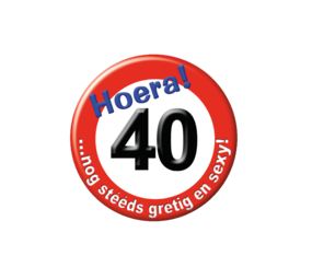 Paper Dreams Button 40 jaar Verkeersbord | per stuk