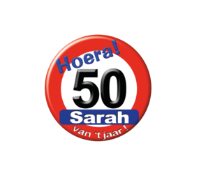 Paper Dreams Button 50  jaar Sarah Verkeersbord | per stuk