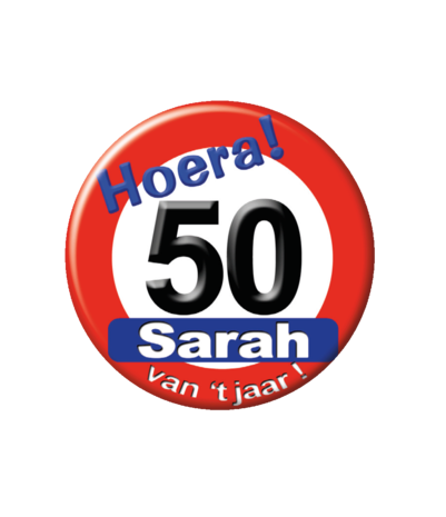 Paper Dreams Sarah 50th Birthday Button Traffic Sign | per piece