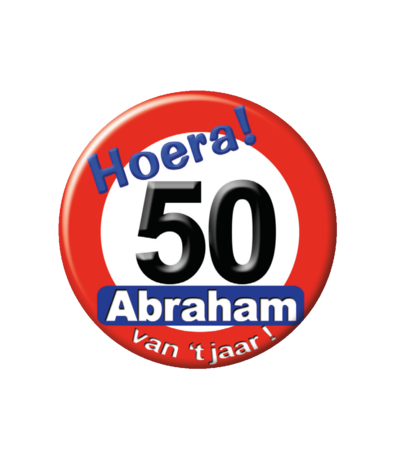 Paper Dreams Button 50 jaar Abraham Verkeersbord | per stuk Paper Dreams Button 50 jaar Abraham Verkeersbord | per stuk
