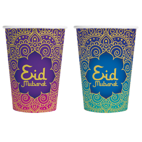 WeFiesta Eid Mubarak Bekers 210ml | 8 stuks WeFiesta Eid Mubarak Bekers 210ml | 8 stuks