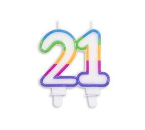 WeFiesta Kaars 21 jaar gekleurd 8x7cm | per stuk WeFiesta Kaars 21 jaar gekleurd 8x7cm | per stuk