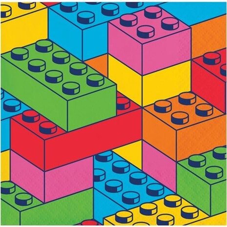 Creative Converting Serviettes Lego Block Bash 25x25cm | 16 pièces