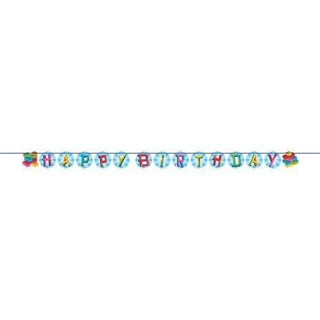 Creative Converting Lego Happy Birthday Letterslinger Block Bash 15x295cm | per stuk Creative Converting Lego Happy Birthday Letterslinger Block Bash 15x295cm | per stuk