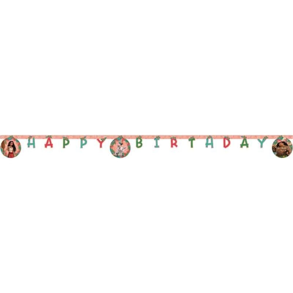 Procos Party Vaiana Buchstabengirlande „Happy Birthday Sailing Spirit“ 14 x 200 cm | pro Stück