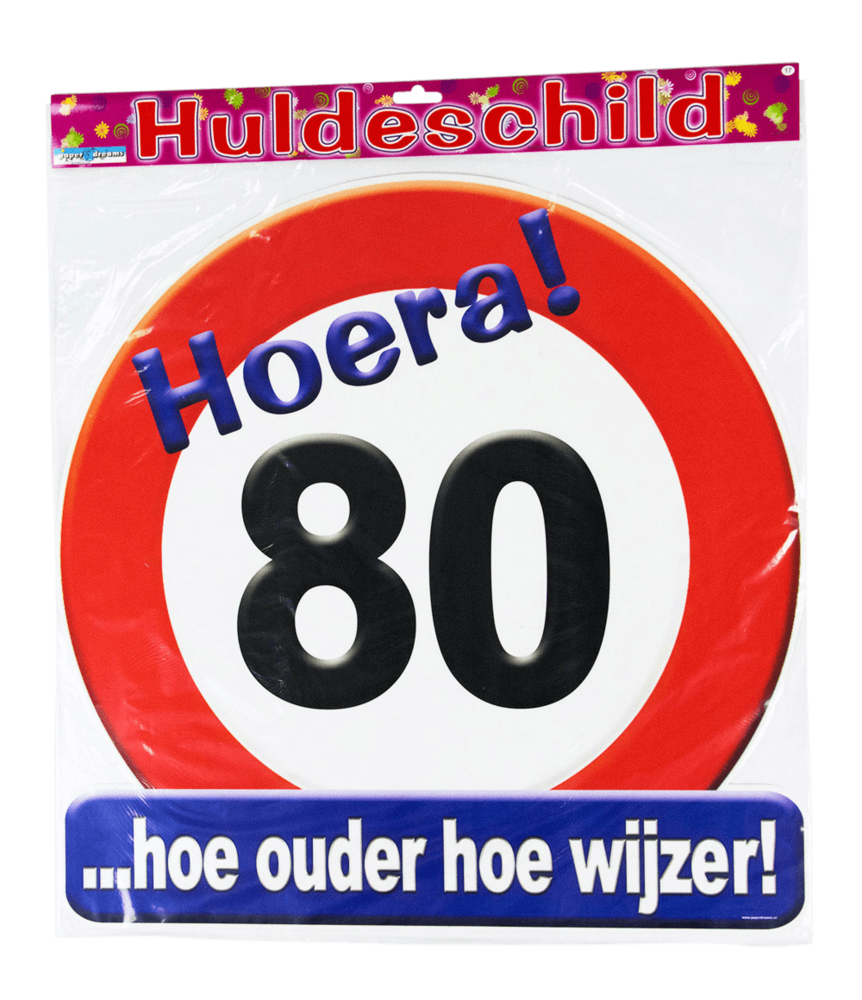 Paper Dreams Deurbord 80 jaar Verkeersbord 50cm | per stuk