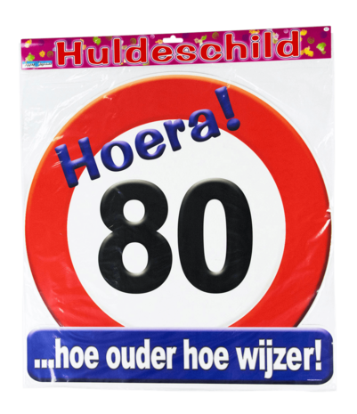 Paper Dreams Deurbord 80 jaar Verkeersbord 50cm | per stuk
