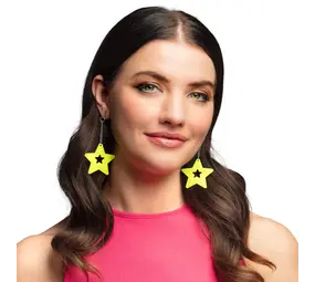 Boland Neon Gele Ster Oorbellen | per paar Boland Neon Gele Ster Oorbellen | per paar